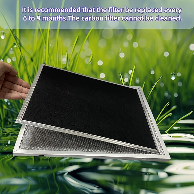 WB02X10707 S99010308 Charcoal Replacement Filter 10.8 X 13.3 X 0.1in Pack of 2 Compatible with Broan BPSF30 QS WS NON-Ducted Range Hood