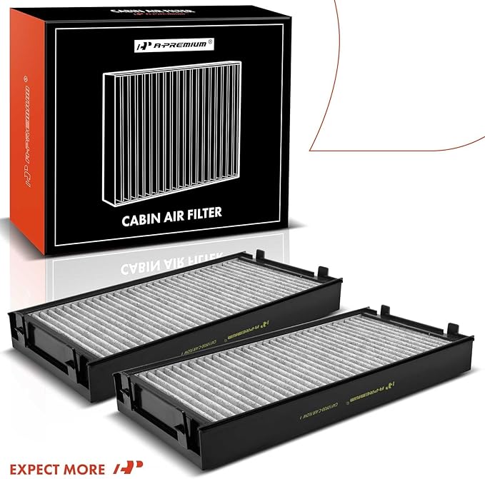 A-Premium 2-PC Cabin Air Filter with Activated Carbon Compatible with BMW X5 2007-2019, X6 2008-2019, Replace# 64116945594, 64119248294