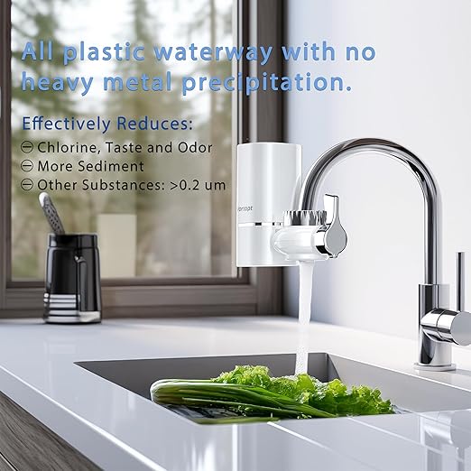 Vortopt Advanced Sink Faucet Filter,NSF Certified Faucet Installation System,400 Gallon Capacity,Can Reduce 99% Chlorine and Odors,with 1 Water Filter(T1-White)