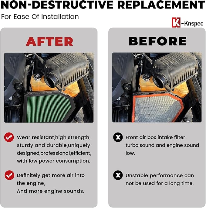 Engine Air Filter Compatible With DODGE Challenger Charger CHRYSLER 300 2011-2023 Reusable Washable Engine Air Filter, Car Replacement Filter(Challenger, Charger,300-Air Filter)