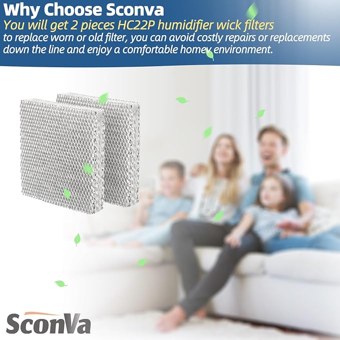 HC22P Humidifier Filter Pad Replacement Filter Wicks Compatible with Honeywell HE100, HE150, HE220, HE225 HE240 & Aprilaire 110 220 550 (Pack of 2)