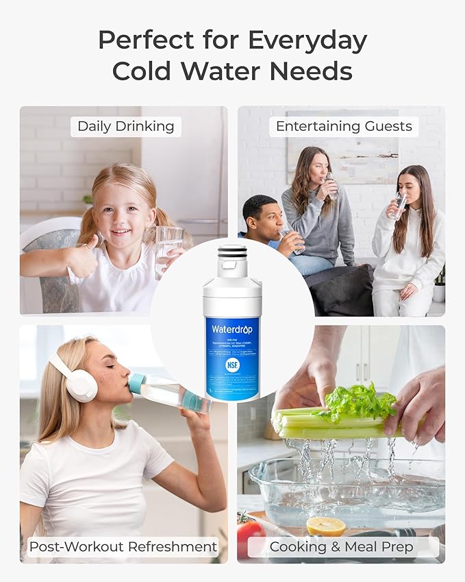 Waterdrop ADQ747935 LT1000PC Replacement for LG® LT1000P®/PC/PCS ThinQ® Refrigerator Water Filter, LFXS26973S, LMXS28626S, LMWS27626S, LFXS28596S, ADQ74793501 and LT120F®, 3 Combo