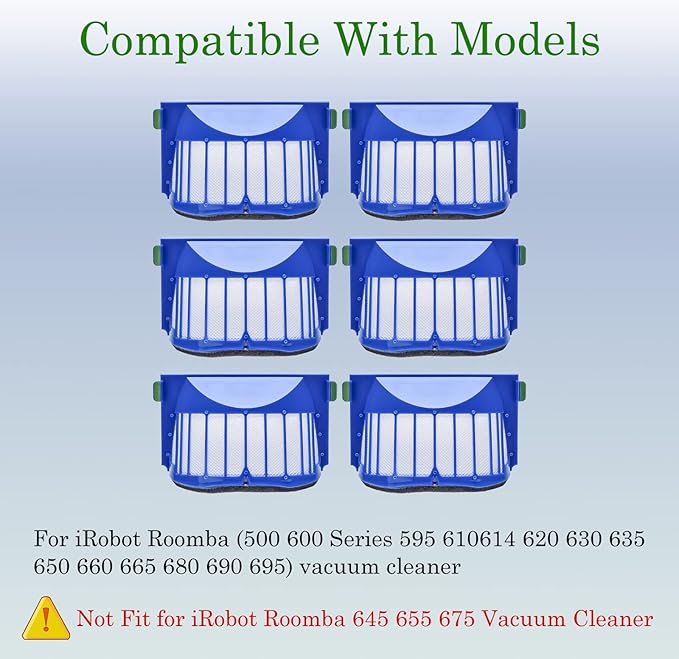 ilovelife 12 Pack High Efficiency HEPA Filters - Compatible iRobot Roomba 500 600 Series Vacuum Cleaner Replenishment Filter Accessories