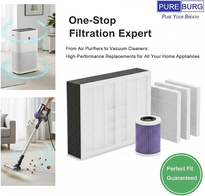 PUREBURG Replacement Filter Compatible with Coway Noble Air Purifier AP-2021A, H13 HEPA & Customized Pre-Filters (2 Set)