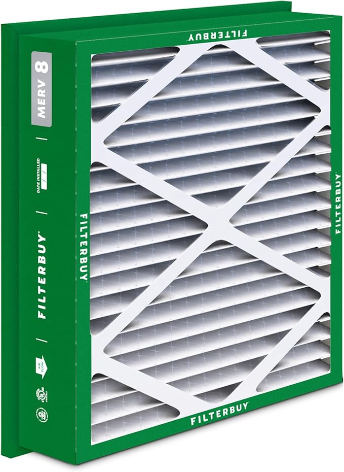 Filterbuy 20x20x5 Air Filter MERV 8 Essential Dust & Allergy Defense (3-Pack), Electrostatic Pleated HVAC AC Furnace Filters for Honeywell Return Grille FC40R1003 (Actual Size: 18.38 x 18.38 x 3.69)
