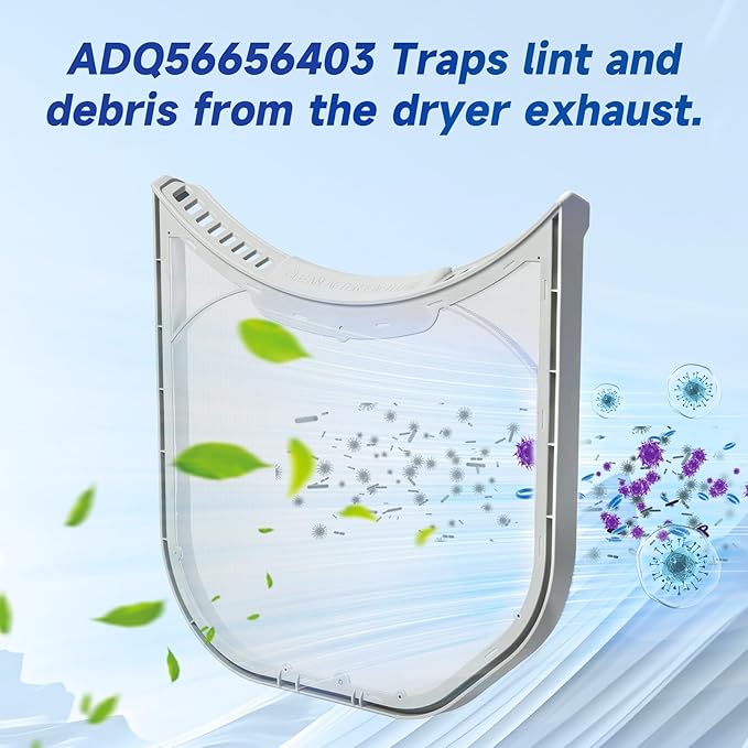 ADQ56656403 Dryer Lint Filter Screen Replacement Compatible With LG WashTowers & Dryer DLGX4201B DLGX4201W WKE100HVA, 11.2" * 10.9" Dryer Lint Filter Trap Screen Strainer 4960837 AP7012980 PS16546780
