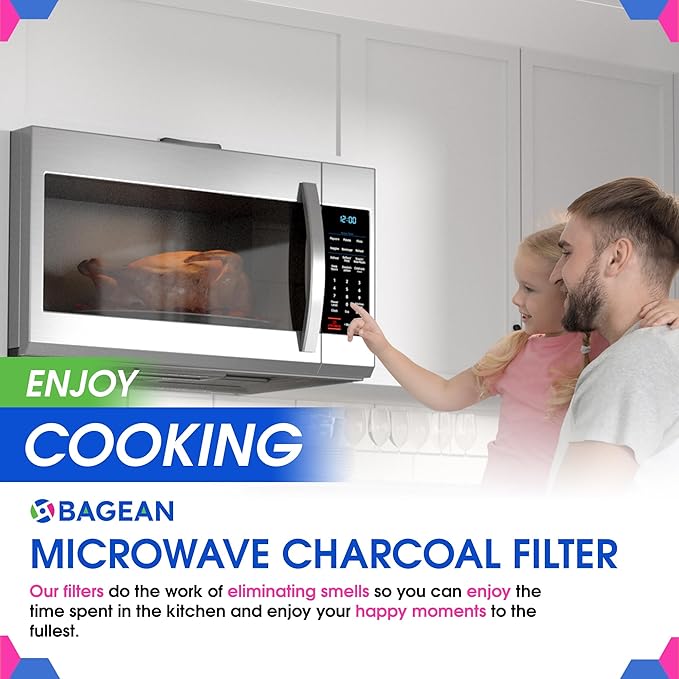 Microwave Filter Replacement 7.68" x 4.85" JX81C WB02X10776 GE Microwave Charcoal Filter - Also Fits LG Kenmore Carbon Filters - Freshens the Kitchen Air in Over the Range Oven Vent Fan