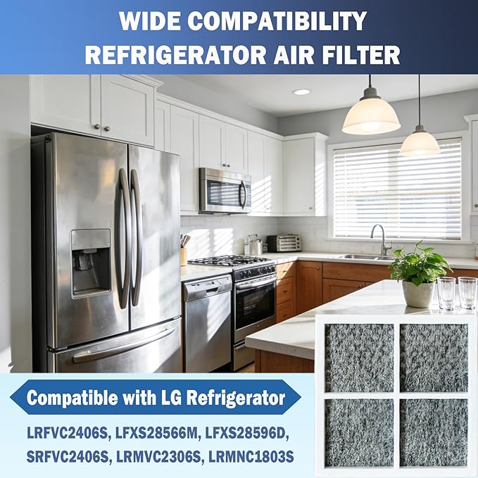 3 Pcs Refrigerator Air Filter Fit for LG LRFVC2406S, LFXS28566M, LFXS28596D, SRFVC2406S, LRMVC2306S, LRMNC1803S Refrigerator Replacement Part