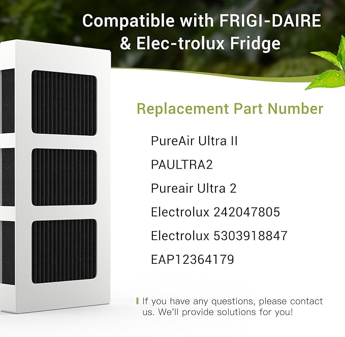 6 PACK Upgrade Refrigerator Air Filter Replacement for Paultra2 Compatible with Frigi-daire Pureair Ultra 2, Pure Air Ultra 2, Pureair Ultra ii and Elec-trolux 242047805, 5303918847, EAP12364179