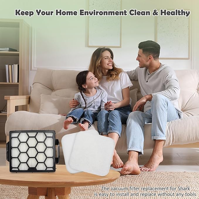 Filter Replacement for Shark LA300 LA301 LA322 LA351 LA500 LA502 LA555 LA360 LA362 LA401 LA455 LA702 Rotator Lift-Away ADV DuoClean PowerFins Upright Vacuum, Part XFFK320 & XHF320 2 HEPA 4 Foam