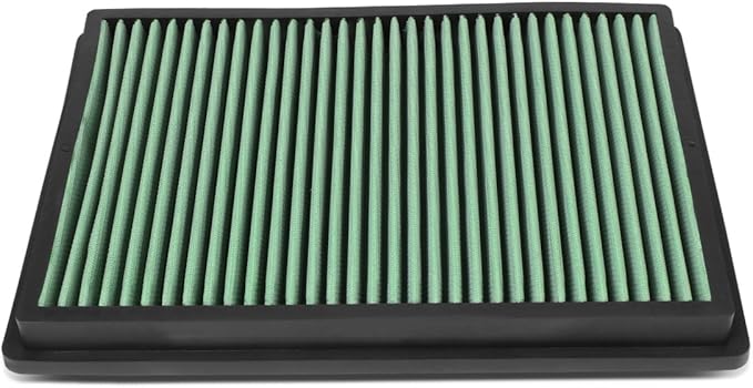 Auto Dynasty High Flow Engine Air Panel Filter Drop-in Reusable & Washable Compatible with Dodge Charger/Chrysler 300 / Challenger (Green)
