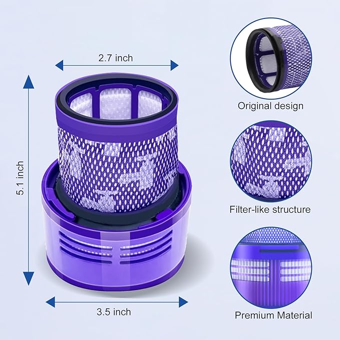 2 Pack Vacuum Filters Replacement Parts Compatible with Dyson V11 Torque Drive V11 Animal V11 Complete V11 Extra V15 Detect V15s Detect Submarine Vacuums, Compare to Part 970013-02