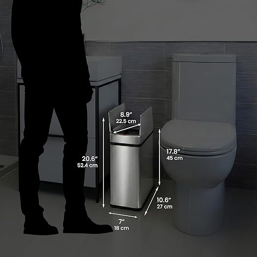 iTouchless 15 Liter / 4 Gallon Stainless Steel Wings Open Lid Sensor Bathroom Trash Can, Touchless Automatic Operation, Compact Design for Home, Office, Restroom, Kitchen, Bedroom