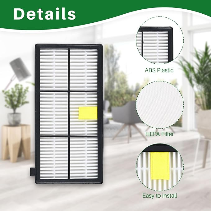 HEPA Filter 3 Pack for Roomba 800 900 Series High Efficiency Vacuum Filters Replacement | Compatible with iRobot 860/870/880/960/980 & Part #4636433