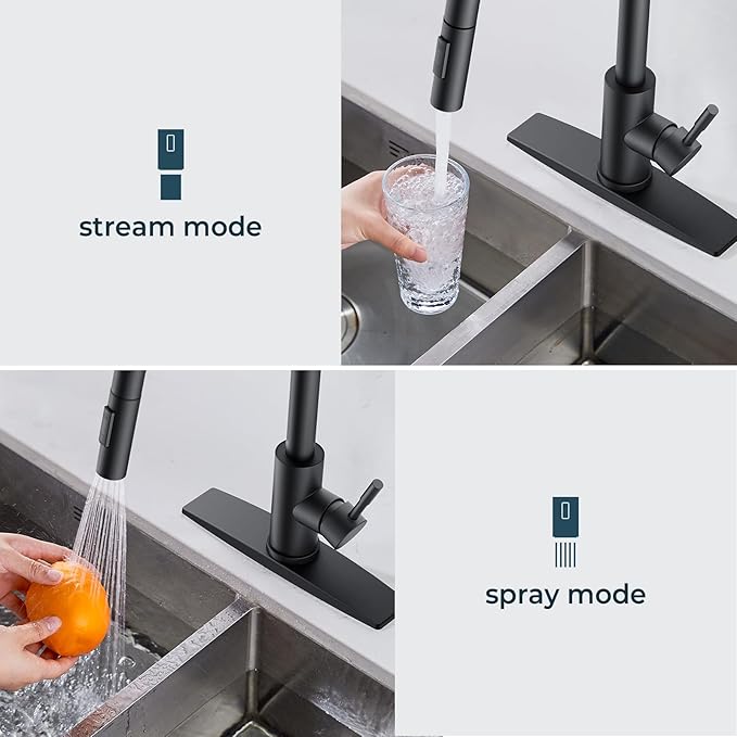 FORIOUS Kitchen Faucet and Water Filter Faucet Combo, Stainless Steel Traditional Sink Faucet with Drinking Water Faucet Fits Reverse Osmosis, Water Filtration System and Pot Filler, Matte Black