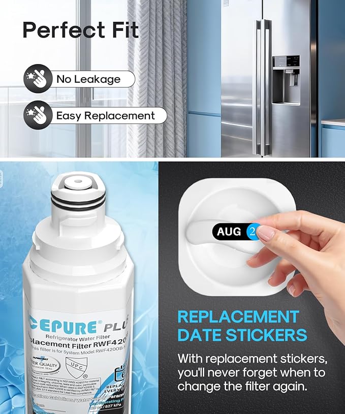 ICEPURE PLUS DA97-17376B NSF/ANSI 53 & 42 Certified Remove Lead Refrigerator Water Filter, Replacement for Samsung HAF-QIN/EXP, DA97-08006C, RS22T5201SR, RF28R7201SR, RF28R7351SG RF32CG5400SR, 2PACK