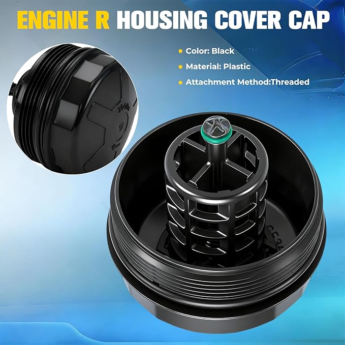Oil Filter Housing Cover Cap Assembly for BMW X5 X3 328i 335i 528i 128i X6 323i 525i 325xi 328xi 330xi 335xi 525xi 528xi 530xi 535xi 740Li 135i 530i 740i - Replaces 11427525334