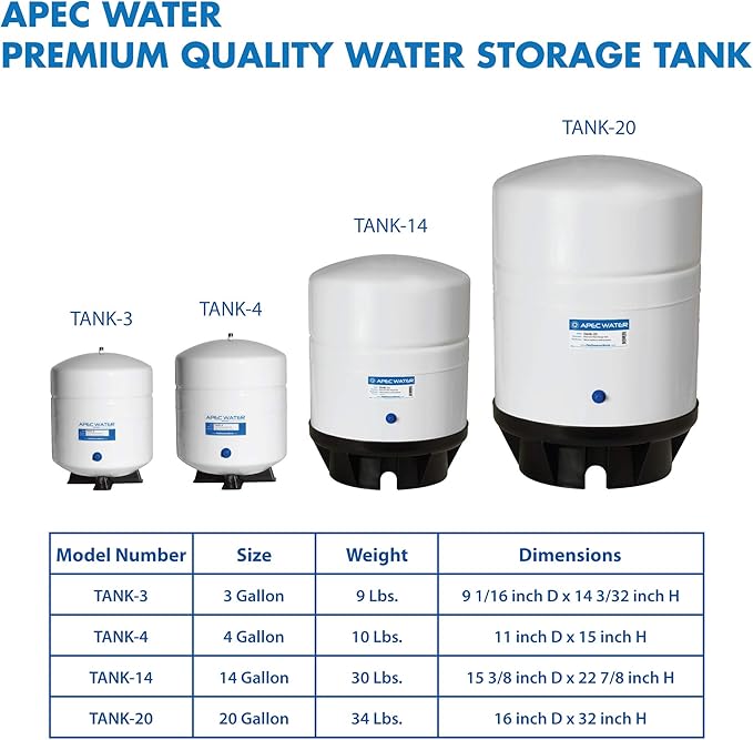APEC Water Systems Tank-3 3 Gallon Residential Pre-Pressurized Reverse Osmosis Water Storage Tank