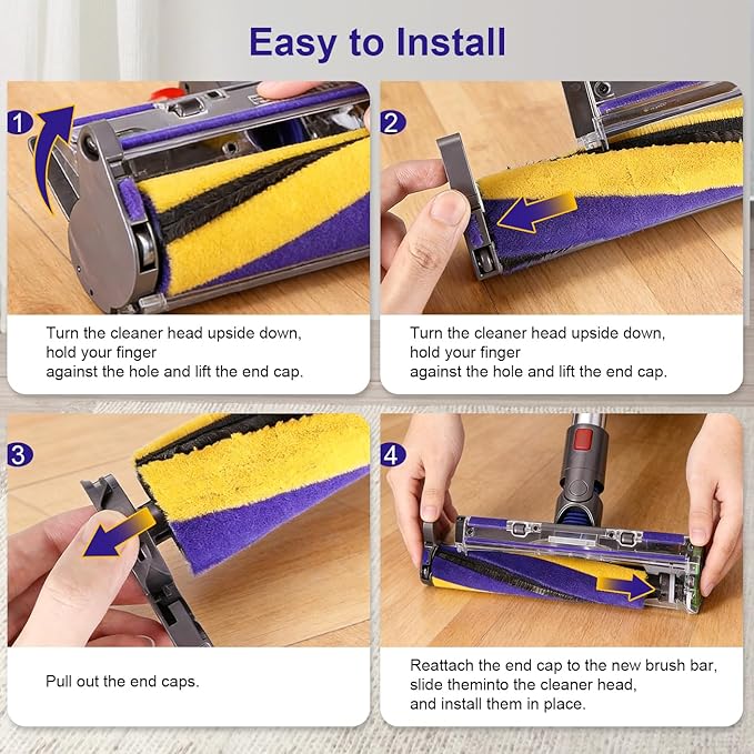 Filter and Soft Brush Roller Compatible with Dyson V15 Detect Handheld Vacuum Cleaner, Parts No.971634-01, 2 Pack Accessories V15 HEPA Filters & 1 Brush roller