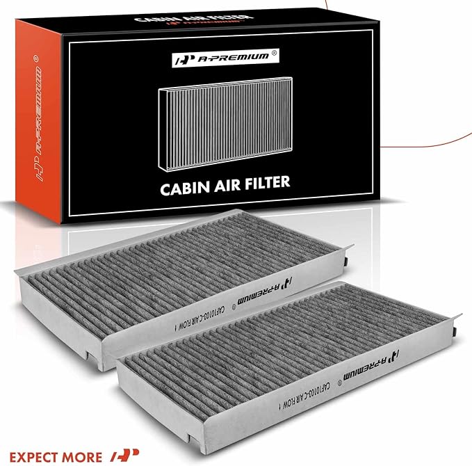 A-Premium 2-PC Cabin Air Filter with Activated Carbon Compatible with BMW 525i, 528i, 528xi, 530i, 530xi, 535i, 535xi, 545i, 550i, 645Ci, 650i, M5, M6