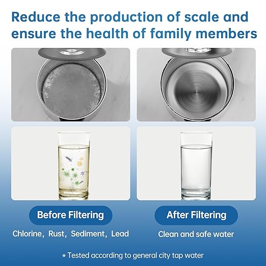 Faucet Water Filter, Sink Filter Water Faucet with NSF42&Blue Light,99.9% Multi-Layer Folded Filter,Removes Chlorine, Odor & Heavy Metals,1*Filter, LJ107