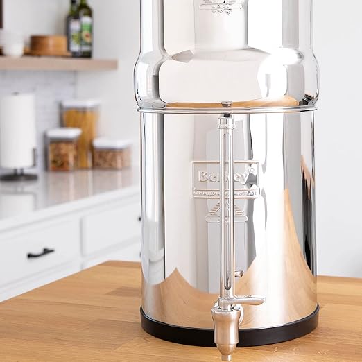 Travel Berkey Gravity-Fed Water Filter System with 2 Black Berkey Elements Plus Deluxe 7" Stainless Steel Water View Spigot