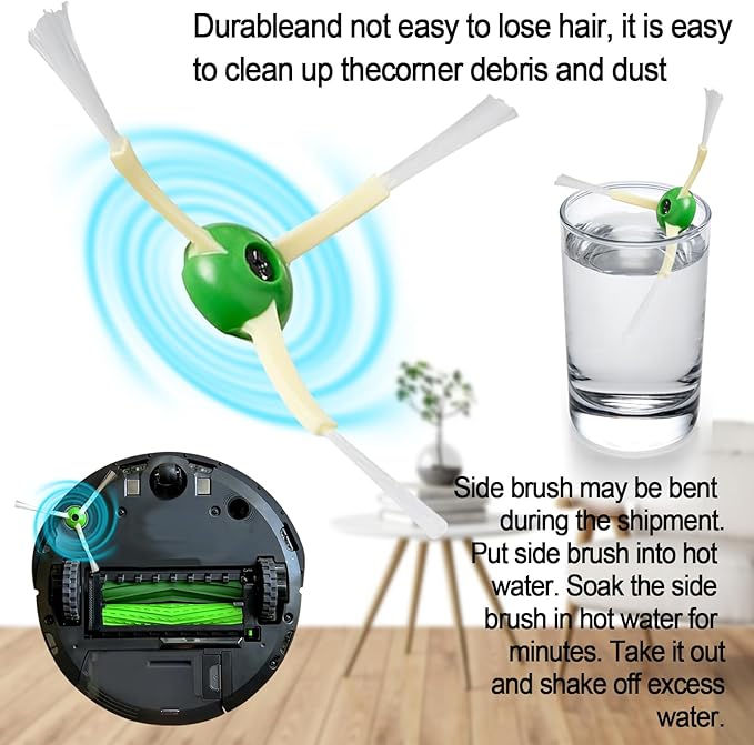 Replacement Parts for Roomba iRobot i7 i7+ i3 i3+ i4 i4+ i5 i5+ i6 i6+ i8 i8+ i5+/j7 j6 j5 and Plus Version,(2 Set Rubber Brush,8 Side Brush)