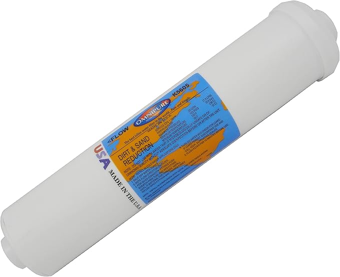 IPW Industries, Inc. - Omnipure (K5605-JJ) 5 Micron Sediment Inline Filter - 12" x 2.5" and 1/4" OD Quick Connect for Reverse Osmosis System (1-PACK)