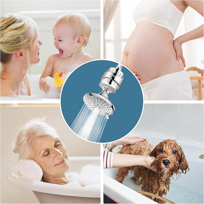 JDO Shower Filter for Hard Water - 18 Stages High Output Shower Head Water Softener to Remove Chlorine Fluoride Heavy Metals (Chrome)