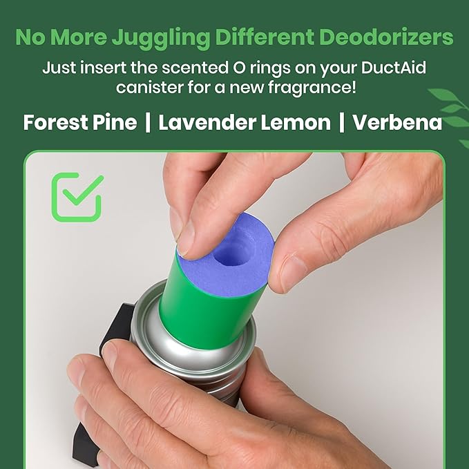 HVAC Air Deodorizer & Mold Treatment Fogger 3-Pack with 3 Scented O-Ring Pads | Air Duct Freshener for HVAC & AC Vents | Plant-Based Thymol Fogger for Home, Car & Commercial Spaces
