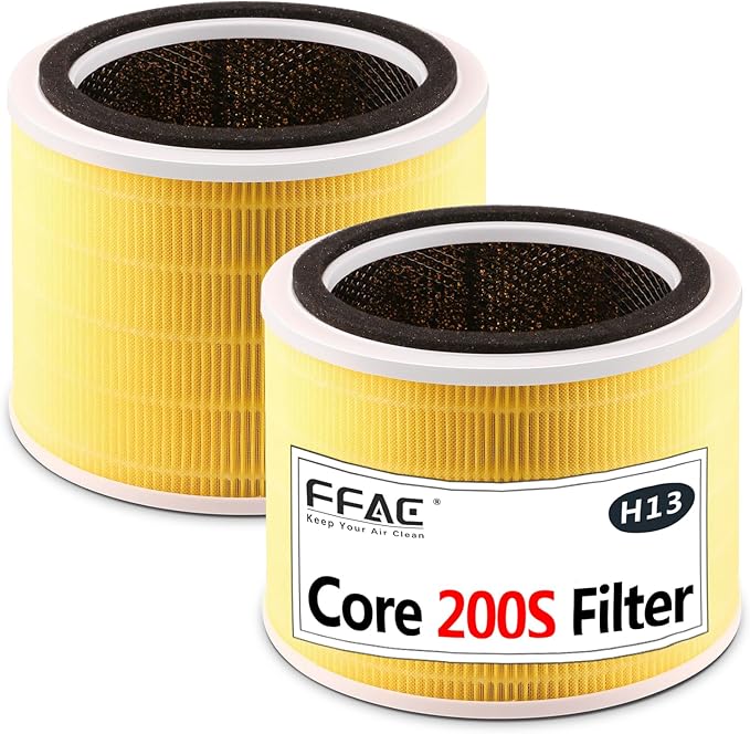 Core 200S Replacement Filter for LEVOIT Core 200S Core 200S-P Smart WiFi Air Purifier, 3 Stages Ture HEPA Filter Compare Part# Core 200S-RF, 2 Pack