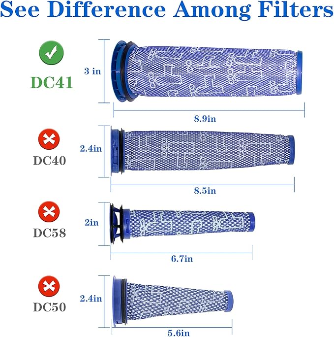 Improvedhand DC41 Filter Replacement Compatible with Dy.son DC41, DC65, DC66, UP13, UP20 Animal, Multi Floor and Ball Vacuum Replaces Part # 920769-01&920640-01, 2 Post-Filter and 2 Pre-Filter Set