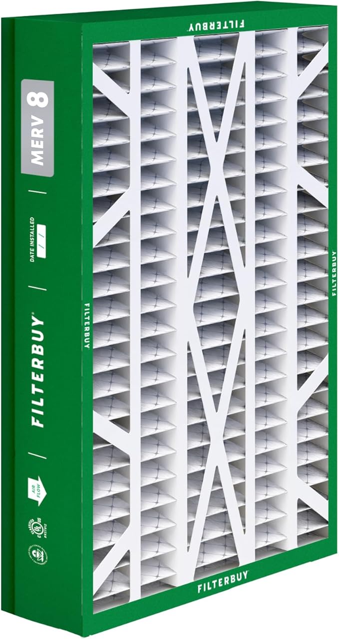 Filterbuy 14.5x27x5 Air Filter MERV 8 Essential Dust & Allergy Defense (3-Pack), Pleated HVAC AC Furnace Filters for Trane, American Standard, Honeywell, and More (Actual Size: 14.06 x 26.13 x 4.97)