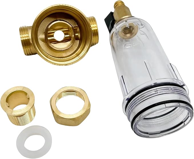 Spin Down Sediment Water Filter System with Pressure Gauge, 100 Micron Stainless Steel filter Mesh Pre-Filter for City/Well Water, 1" MNPT & 3/4" FNPT/MNPT Ports, Easy Backwash Cleaning