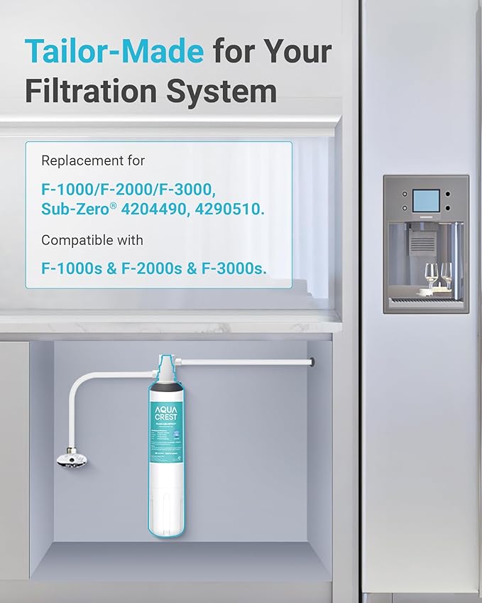 AQUACREST F-1000, 4204490 Filter, Replacement for InSinkErator® F-1000 F-2000 F-3000 Sub-Zero 4204490, 4290510 and AquaPure AP Easy C-Complete, Sub Zero Water Filter Replacement, NSF/ANSI 42, 2 Packs