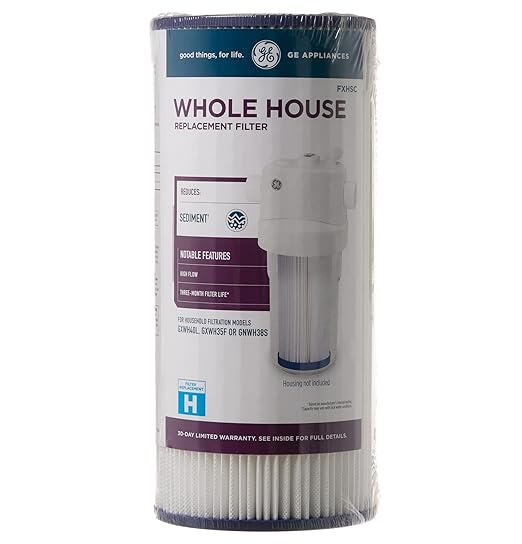 GE FXHSC Whole House Water Filter, Replacement for Water Filtration System, NSF Certified: Reduces Sediment, Rust & Other Impurities from Water, Replace Every 3 Months for Best Results, 1 Filter