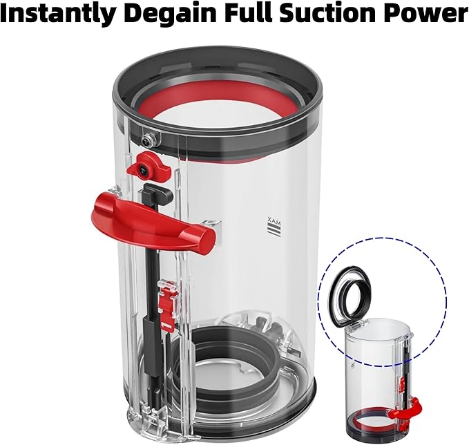 Upgraded Dust Bin Replacement & HEPA Filter Compatible with Dyson V11 V15 SV14 SV15 SV22 Vacuum Cleaner, Canister Dirt Cup Spares Part 969509-01 965440-01, Fixes Broken Latch & Restores Suction
