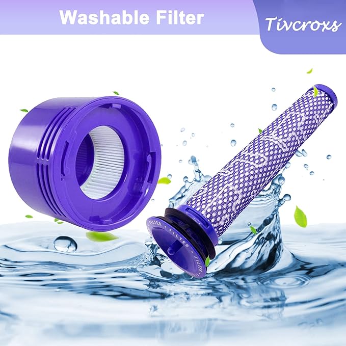 10 Pack Replacement Vacuum Filters Compatible with Dyson V7, V8 Cordless Vacuums - 5 Pre-Filters, 5 Post-Filters