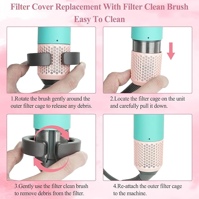 Filter Cage Cover for Dyson Airwrap, Outer Filter Cover Attachment Replacement Compatible with Airwrap Attachment Strainer Replacement, Pink
