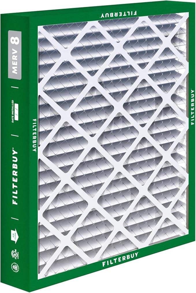 Filterbuy 20x20x5 Air Filter MERV 8 Essential Dust & Allergy Defense (3-Pack), Pleated HVAC AC Furnace Filters for Honeywell FC100A1011, Lennox X0585, and More (Actual Size: 19.63 x 19.88 x 4.38)