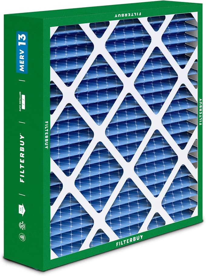 Filterbuy 20x21x5 Air Filter MERV 13 Optimal Smoke & Allergy Defense (2-Pack), Electrostatic Pleated HVAC AC Furnace Filters Replacement for Lennox and Electro-Air (Actual Size: 19.88 x 20.50 x 4.38)
