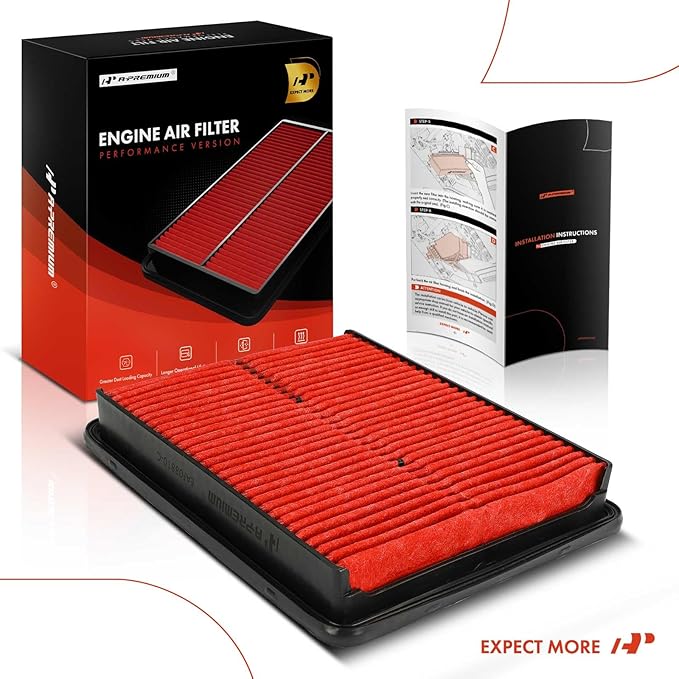 A-Premium Pre-oiled Engine Air Filter Compatible with Hyundai Sonata 2011-2015, Santa Fe 2010-2012, Azera 2012-2017 & Kia Optima 2011-2016, Sorento 2011-2013, Cadenza 2014-2016