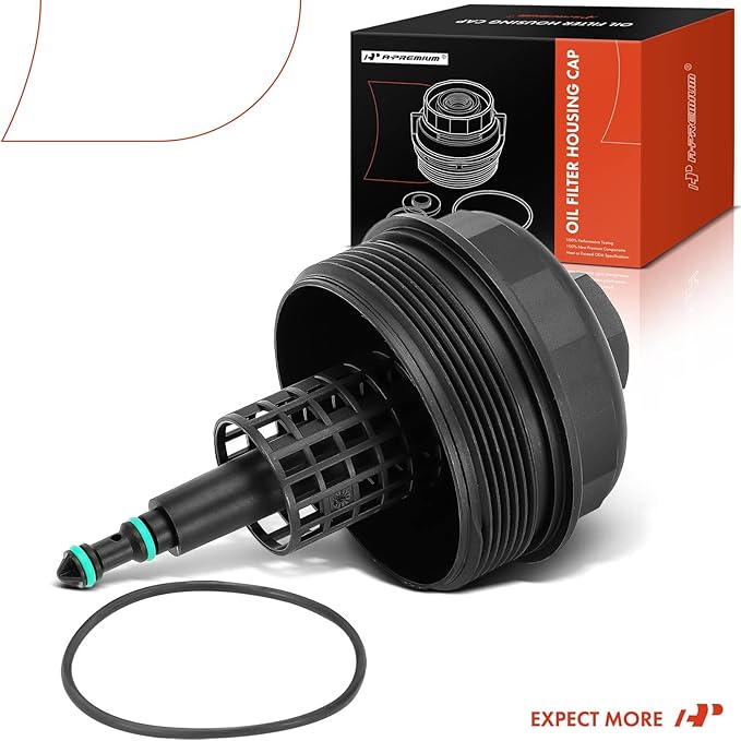 A-Premium Oil Filter Housing Cap Assembly Compatible with BMW 320i, 323Ci, 323i, 323is, 325Ci, 325i, 325xi, 328Ci, 328i, 328is, 330Ci, 330i, 330xi, X5, 525i, 528i, 530i, X3, Z4, Replace# 11421744000