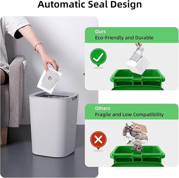 14 Pack Replacement Vacuum Bags Compatible with iRobot Roomba i7+, i8+, i1+, i3+, i4+, i5+, j6, j7, s9+, 104, 105, 705, Combo 10 Max, i & s & j Series Clean Base Automatic Dirt Disposal Bags
