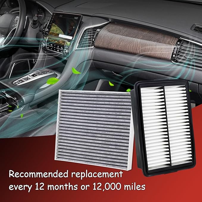 28113-F2000 Engine Air Filter and 97133-D1000 Cabin Air Filter kit Compatible with 2018-2023 Hyundai Kona 2019-2021 Veloster 2020-2022 Kia Soul 1.6L 2.0L Replaces CA12057 CF12160