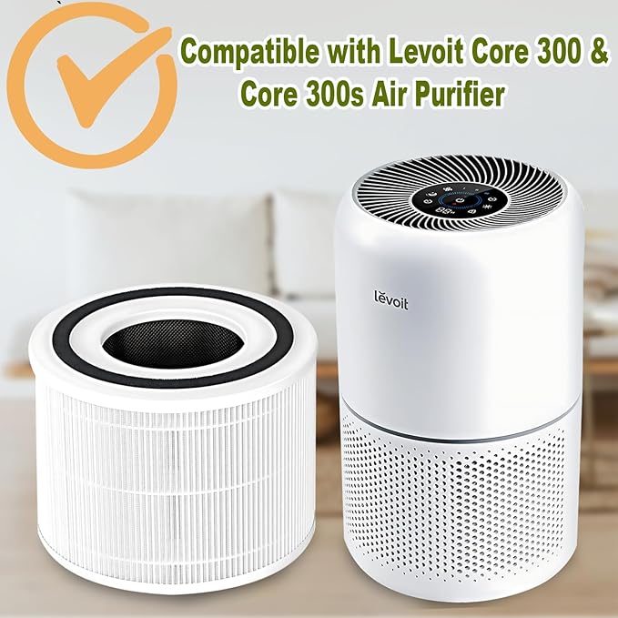 Replacement Filters for LEVOIT Core 300, Core 300S Air Purifier, Core 300-RF, Core P350, 3-in-1 Activated Carbon Filtration for Dust,Lint,Pollen,Pet Dander etc. Replace Part #Core P350-RF, 2-Pack