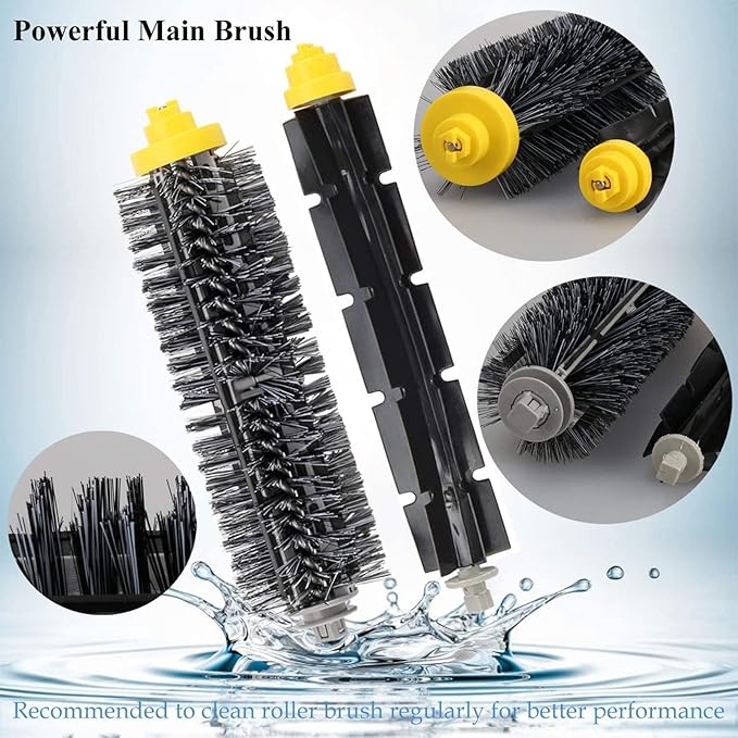 Garbage fighter Replacement Parts for iRobot Roomba 600 Series 690 980 670 660 651 650 630 614 595 585 564 552, 2 Pairs Bristle and Flexible Beater Brush, Vacuum Cleaner Kit