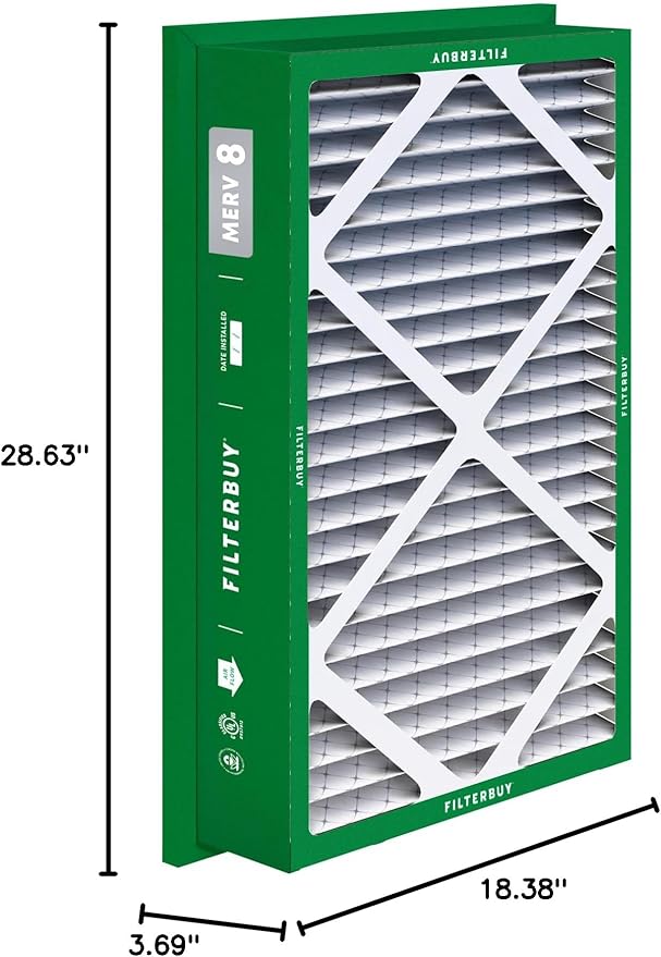 Filterbuy 20x30x5 Air Filter MERV 8 Essential Dust & Allergy Defense (3-Pack), Electrostatic Pleated HVAC AC Furnace Filters Replacement for Honeywell Return Grille (Actual Size: 18.38 x 28.63 x 3.69)