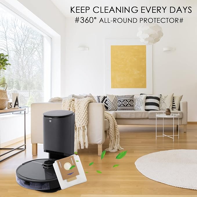 12 Pack Vacuum Dust Bags for Yeedi K781+ Vac Station, Disposable Dust Bag Fit for ECOVACS Deebot OZMO T8 AIVI T8 Max N8 Pro Plus N8Pro T9 AIVI T9PRO T9MAX DX93 DDX96 N10 Plus Vacuum Cleaner