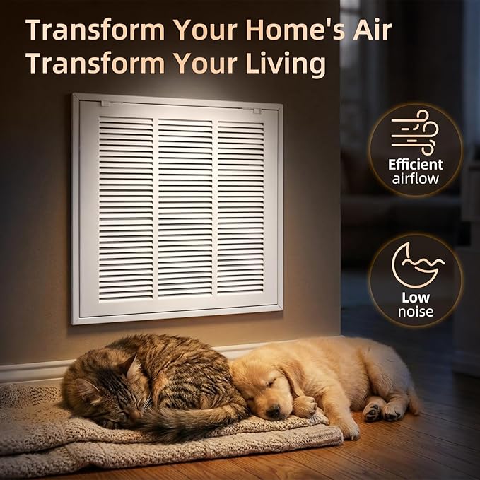 Fancat Return Air Filter Grille for 20x20 Ducts, Steel Vent Cover Grille with Removable Door for 1“ Filters | Suitable for Sidewall & Ceiling | White Coating | Outer Dimensions: 22 5/8” W x 22 5/8" H